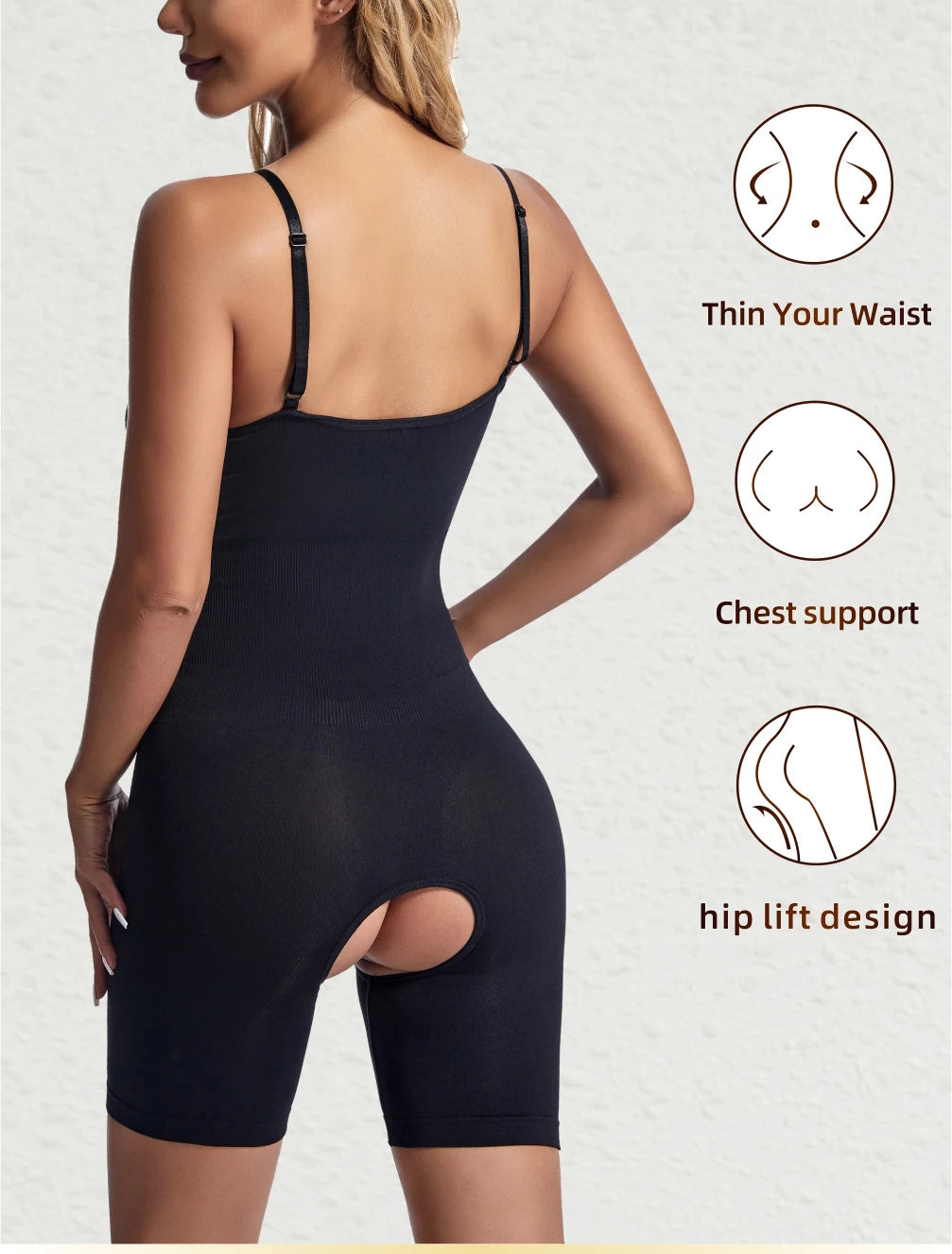 Women Seamless Bodysuit Compression Open Crotch Shapewear Push Up Belly Tightening Corset Slimming Butt Lifter Full Body Shaper