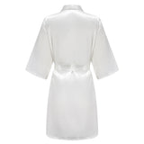 Grass Green Women's White Letter Bride Bridesmaid Short Satin Robes for Wedding Party Getting Ready