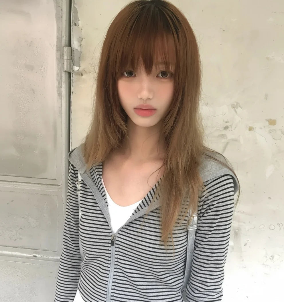Tonngirls Y2k Japanese Hoodies Women Long Sleeve Striped Sweatshirt Streetwear American Striped Hoodies With Zipper E-girls