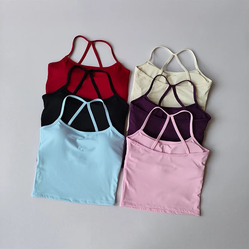 Seamless Nude Sports Bra Scrunch Push-up High Support Adjustable Thin Shoulder Strap Yoga Tank Top Women's Fitness Underwear Top