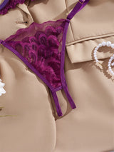 Women's Lingerie Ultra Sexy Open Bra Thong Sets Romantic Lace Underwear Hollow Ultra Thin Lingerie Set Intimate Erotic Lingerie