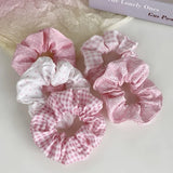 5pcs Polka Dot Hair Ties Cute Fabric Scrunchies Floral Print Hair Bands Elegant Academy Style for All Ages