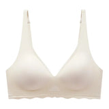Seamless Women's Bra Small Chest Big Hollow Design Underwear Support Non-removable Semi-fixed Cup One Piece Striped Thin Bra