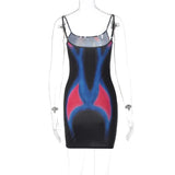 Fashion Printing Bodycon Dress For Women Summer Y2k Clothes Spaghetti Strap Mini Vestidos De Mujer Sleeveless One Piece Outfits