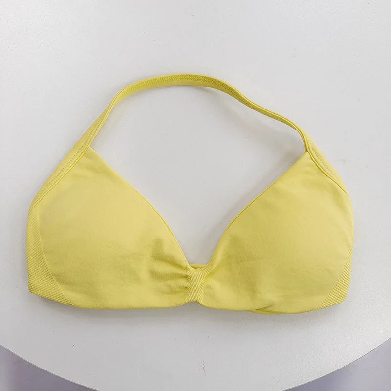 Women's Thin-Strap Halter Gym Bra - Sexy Backless Sports Bra for Yoga & Fitness Training