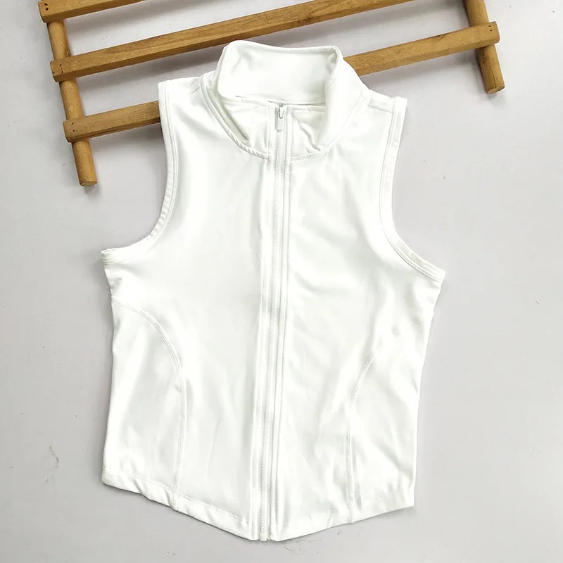 Zip Up Training Vest, Sleeveless Quick Dry Top for Gym, Running & Yoga, Casual Outer Wear