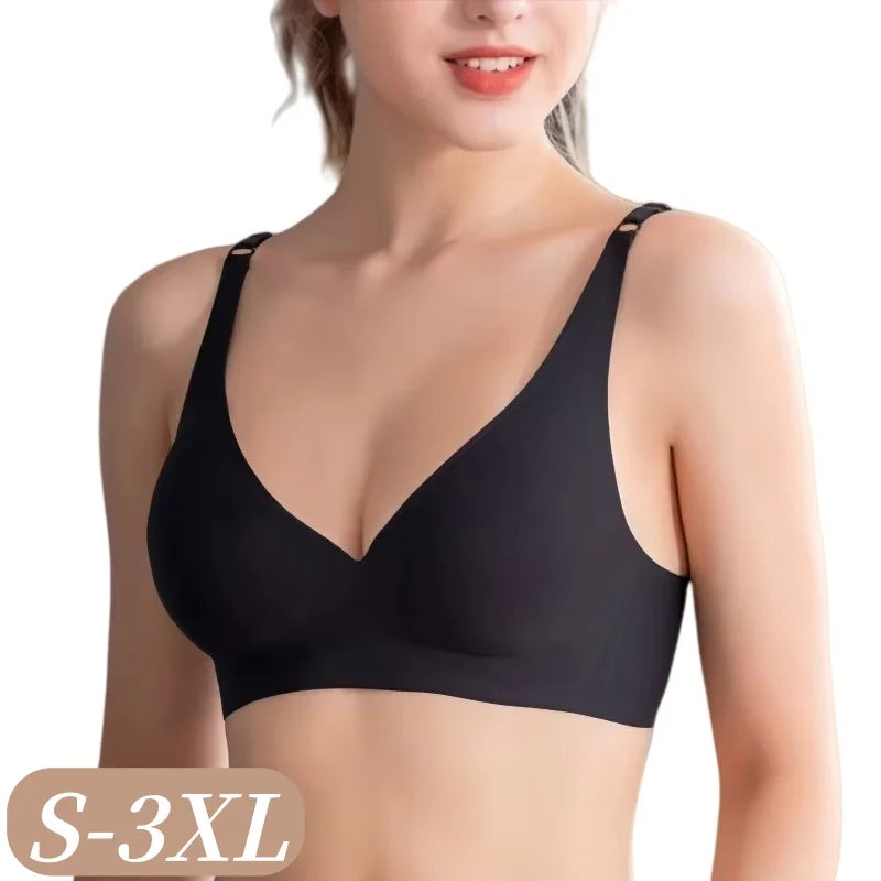 Push-Up Seamless Bras For Women Non-wire Brassiere V-neck Bralette Removable Pads Sports No Trace Underwear Sexy Lingerie S-3XL