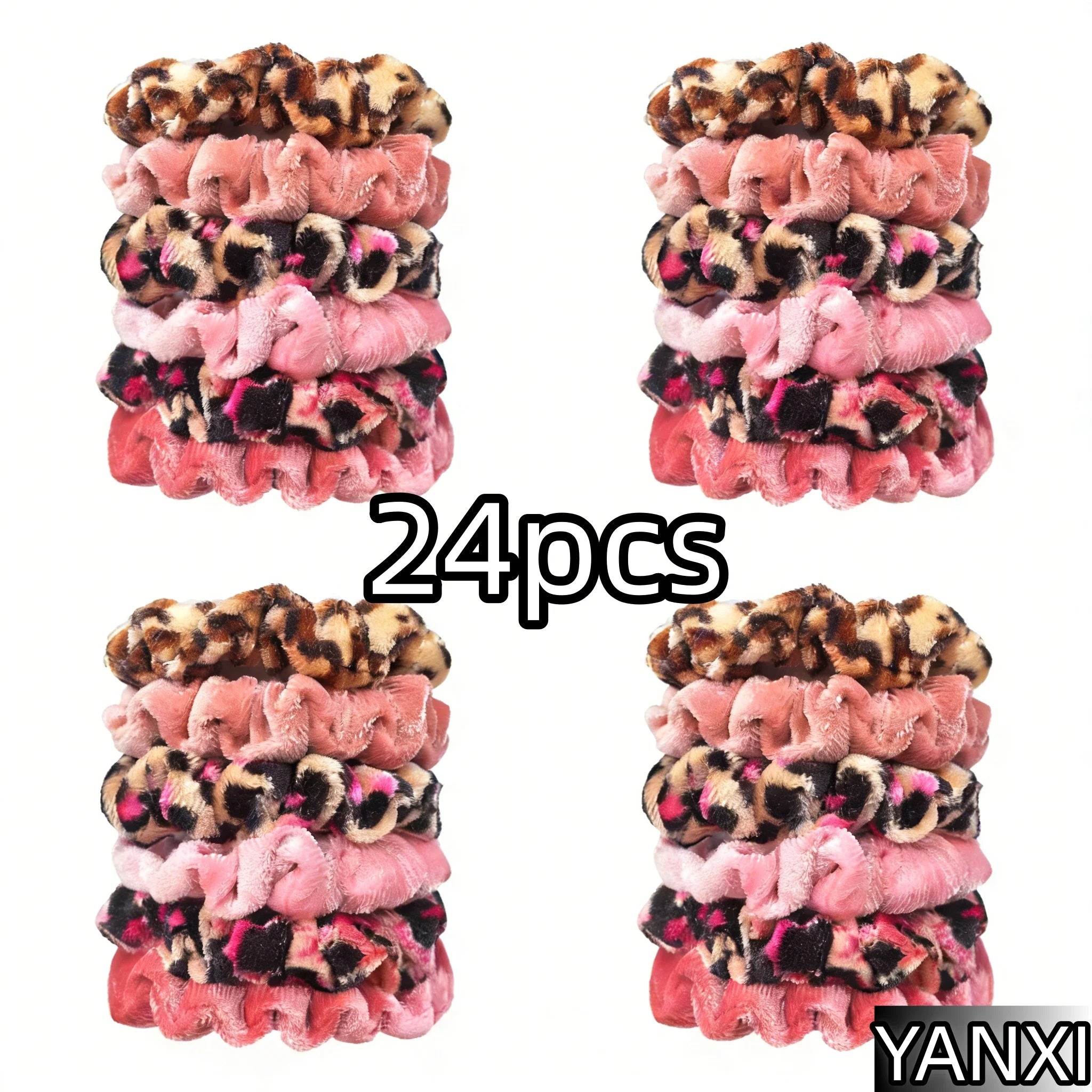 24/50/6pcs Scrunchies Women Velvet accessoires for boutique Cute Leopard High Quality Elastic Headwear Ponytail Hair Tie