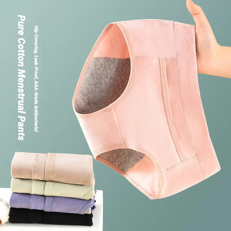 4Pcs Women'S Menstrual Panties High Waist Cotton Briefs Lingerie Physiological Pants Leak Proof Underwear Ladies Period Panty
