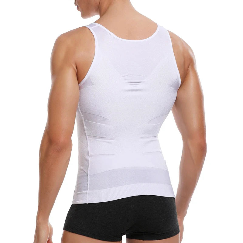 Men Slimming Body Shaper Abdomen Reducer Underwear Tank Top Sleevelss Wide Strap Shapewear Fitness Posture Correct Belly Abdominal Fat Reducer Vest Breathable Soft Waist Trainer S-3XL