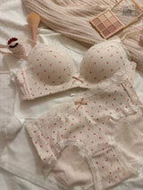 Teenage Sexy Lace Floral Bra Set Comfortable Non-steel Ring Beauty Back Small Breasts Gathered up Support Anti-Sagging Bra Set