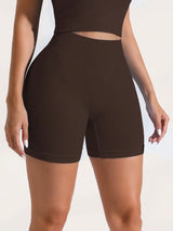 Women's Shorts, Outdoor Vacation Wear, Solid Color Versatile, High Waist Shorts For Summer, Seamless Knit, Comfortable, Suitable For Sports, Gym, Running, Tennis, Yoga, Pilates, Casual Daily Wear, Classic Ribbed, Mesh Sexy St