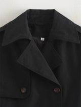 Ladies Vintage Cropped Trench Spring Autumn Jacket Women Streetwear Double Breasted Long Sleeve Top Female Chic Coat Outfits