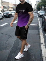 2024 New Summer Street Men's Suit Sportswear Men's Oversized Clothing 3D Print T-Shirt Shorts Men's Simple Clothing Fashion Suit