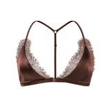 Birdtree 93% Silk 7% Spandex Women Lace Bra,Wireless Pitted Triangle Cup Front Closure Bralette,2026 New Underwear A61403JF