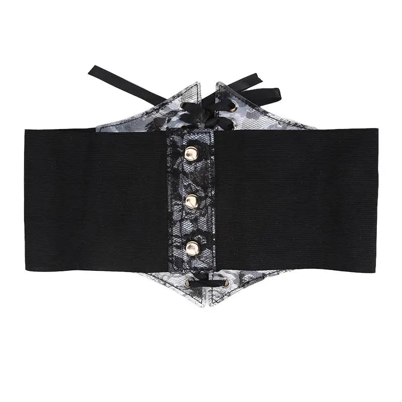 Fashion Women Waist Corset Flower Embroidery Elastic Waistband Black White Red Pink Wide Lace Slimming Body Belts Cummerbunds