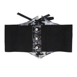 Fashion Women Waist Corset Flower Embroidery Elastic Waistband Black White Red Pink Wide Lace Slimming Body Belts Cummerbunds