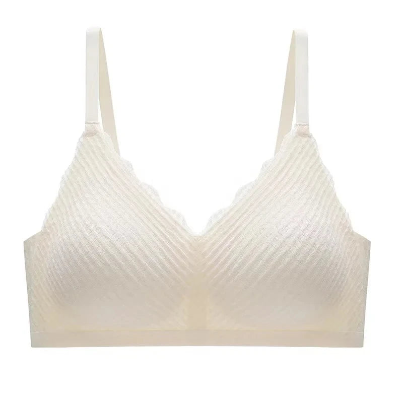 New Top Lace Seamless Women's Underwear Small Chest Gathered Non-slip No Steel Ring Sexy Sling Beautiful Back Bra Thin Section