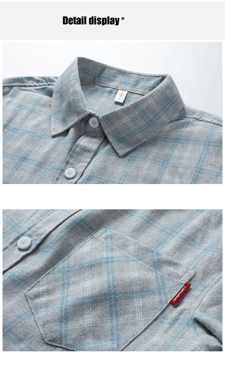 Men's Casual Plaid Shirts Autumn Fashion Long-sleeved T-shirts Korean Loose High Street Shirt Outwear Young Adults Spring Top