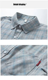 Men's Casual Plaid Shirts Autumn Fashion Long-sleeved T-shirts Korean Loose High Street Shirt Outwear Young Adults Spring Top