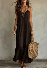 Backless Cami Dresses Summer Women Boho Dress Spaghetti Strap Sleeveless Casual Maxi Dress Long Sundress Holiday Beach Wear