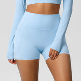Women Sports Short With PocketedYoga Legging Shorts Squat Proof High Waist Fitness Tight Shorts Quick Drying Cycling Workout Gym