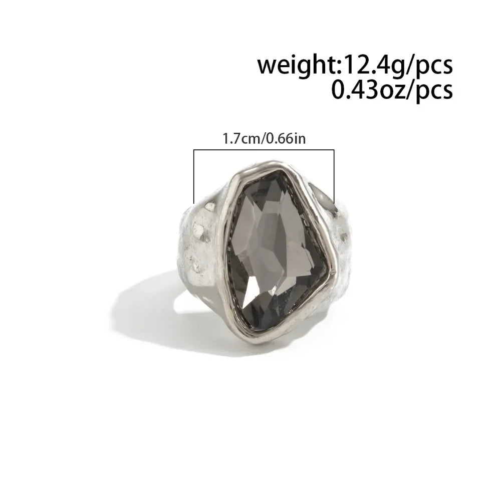 Minimalist Acrylic Rhinestone Open Ring for Women Korean Fashion Geometry Adjustable Knuckle Ring Party Jewelry Lady Gifts