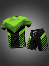 Plus Size Men's Quick-Dry Short-Sleeve T-Shirt and Shorts Set Men's Breathable Athletic Set Fitness T-Shirt and Shorts Set