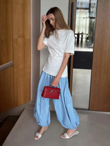 Bornladies Autumn Womens 100% Cotton Loose Lantern Style Wide Leg Pants Street Style Casual Lazy Pants Fashion Trousers