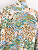Boho Queens Peacock Short Robe Kimono Swimsuits Women Fashion Floral Batwing Sleeves Rayon Bohemian Bikini Cover Ups Beachwear