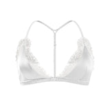 Birdtree 93% Silk 7% Spandex Women Lace Bra,Wireless Pitted Triangle Cup Front Closure Bralette,2026 New Underwear A61403JF