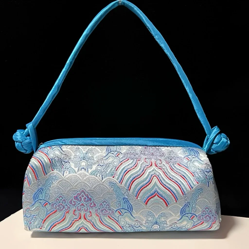 Fashion Shoulder Bag Women Handbag Luxury Embroidered Silk Bag Female Purse Small Cute Cosplay Cheongsam Flower Satin Tote Bag