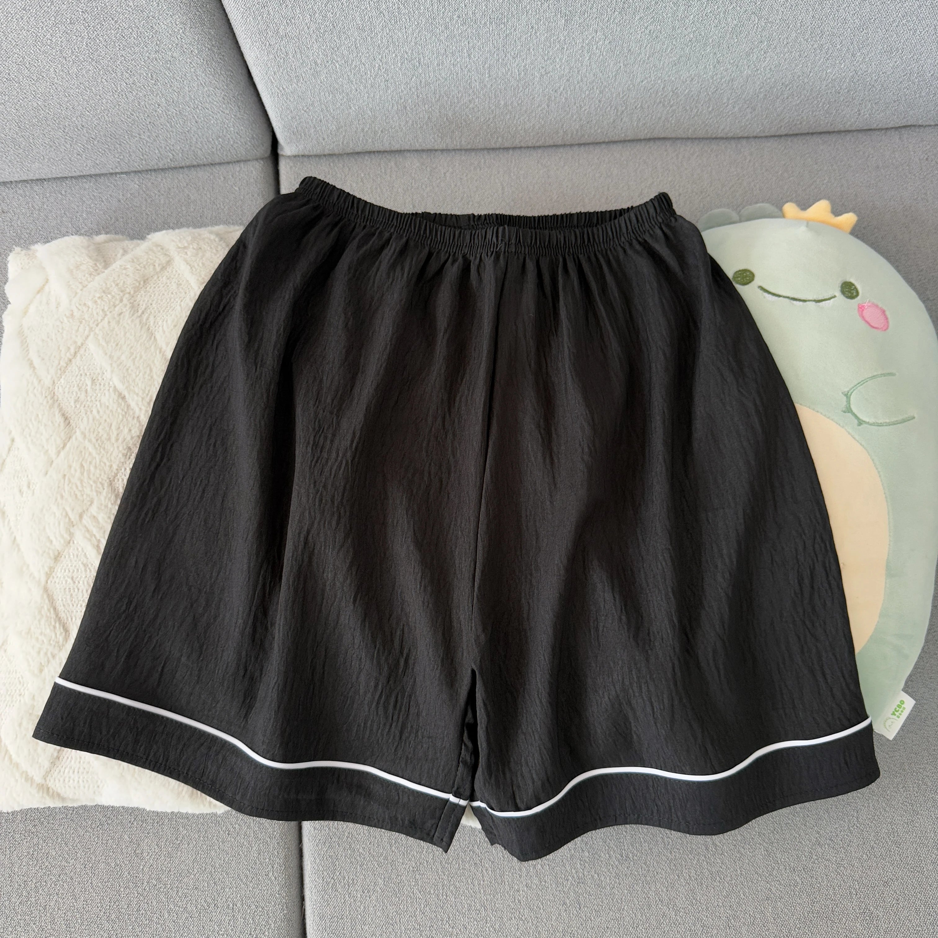 Youth Men's Slim Fit New Pajama Set Solid Color Short Sleeve Lapel Top and Elastic Shorts Pajamas Summer Loungewear Sleepwear