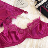 Sexy Underwear Set for Women Ultra-thin Bra Set French Lace Breathable Bralette Female Silk Comfort Bras and Thong Lingerie