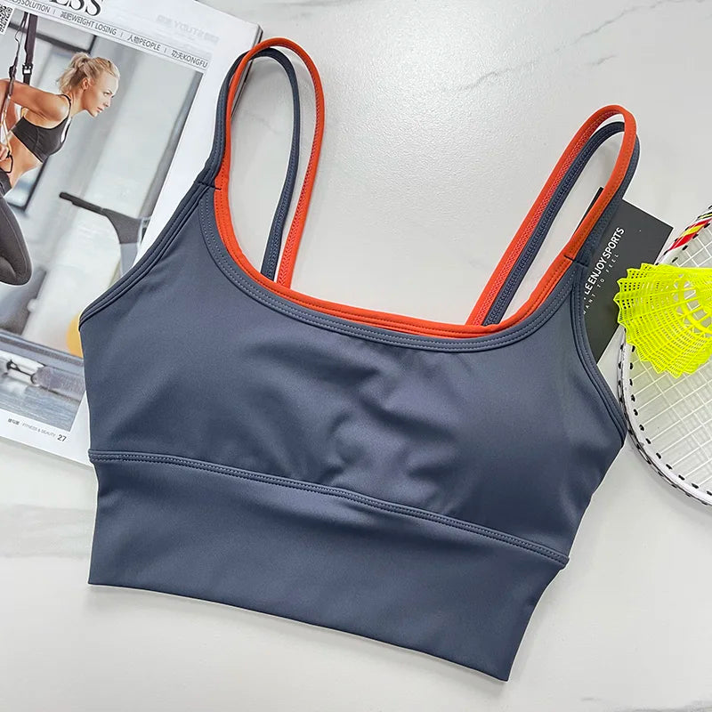 Sports Underwear Bras Top Women's Shockproof Gathering Fitness and Breasts Wearing Yoga Quick-drying Suspender Vests in Summer