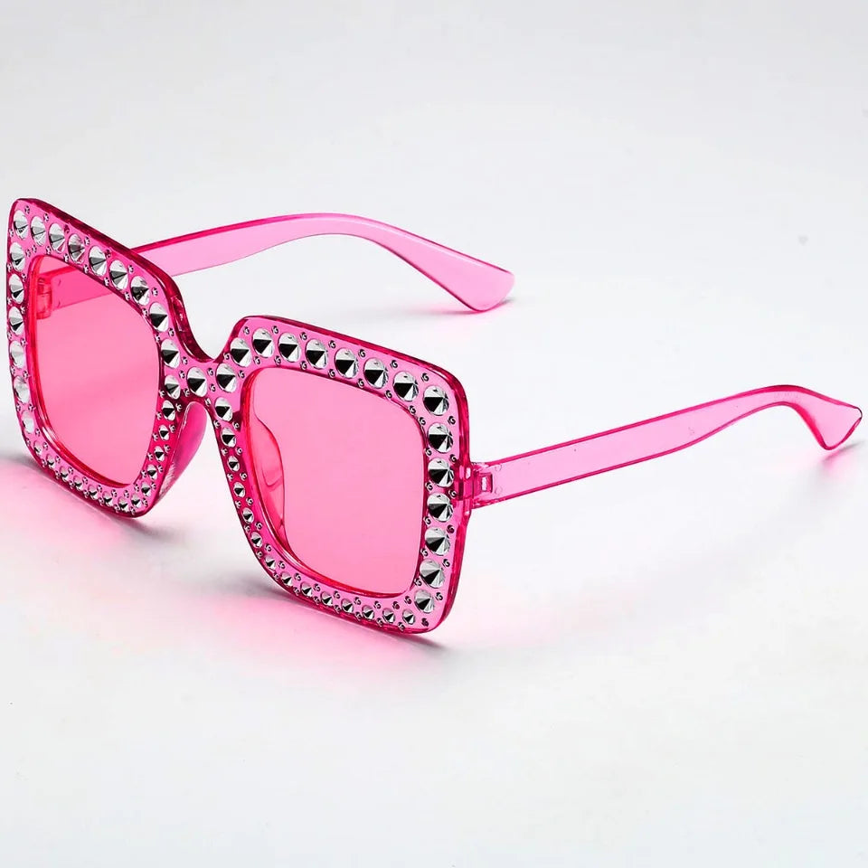 Diamond Oversized Sunglasses Big Square Frame Sunglasses UV400 Crystal Eyewear Retro Rhinestone Frames Eyeglasses