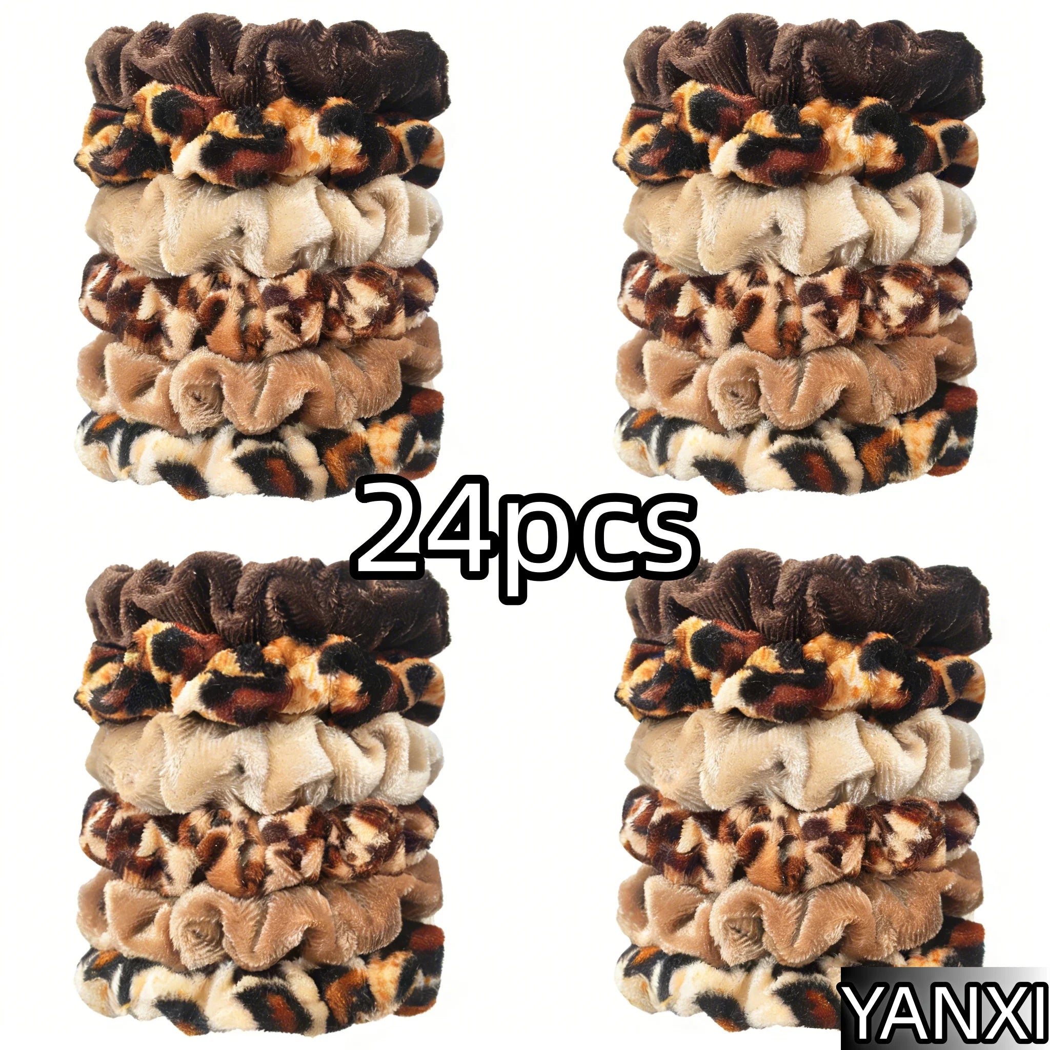 24/50/6pcs Scrunchies Women Velvet accessoires for boutique Cute Leopard High Quality Elastic Headwear Ponytail Hair Tie