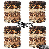 24/50/6pcs Scrunchies Women Velvet accessoires for boutique Cute Leopard High Quality Elastic Headwear Ponytail Hair Tie