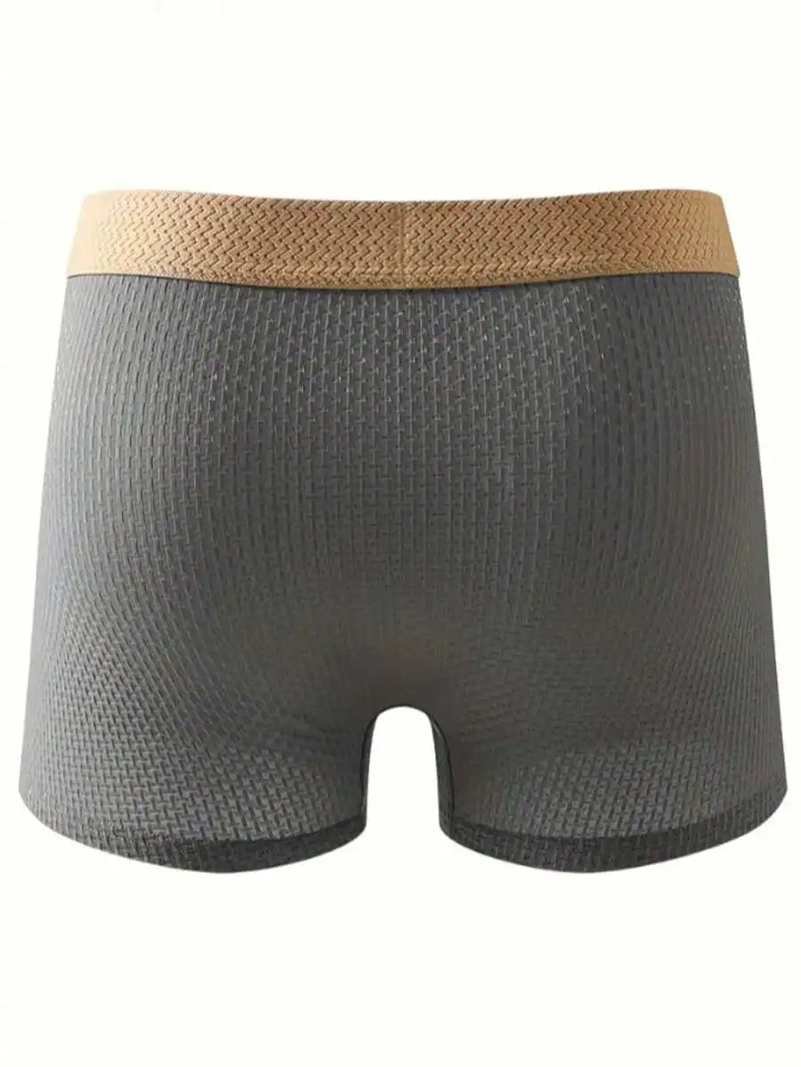 6 Pcs Mens Boxer Briefs Ice Silky Fabric Stretch Solid Color Comfort Fit Breathable Daily Wear