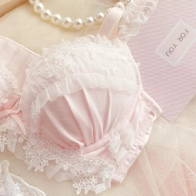 Teen Favorite! MOYISU Japanese Sweet Lolita Bra Set G Cup Heavy Steel Ring Support Heavy Lace Thin Cup Pure Sexy Large Bust CA