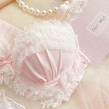Teen Favorite! MOYISU Japanese Sweet Lolita Bra Set G Cup Heavy Steel Ring Support Heavy Lace Thin Cup Pure Sexy Large Bust CA