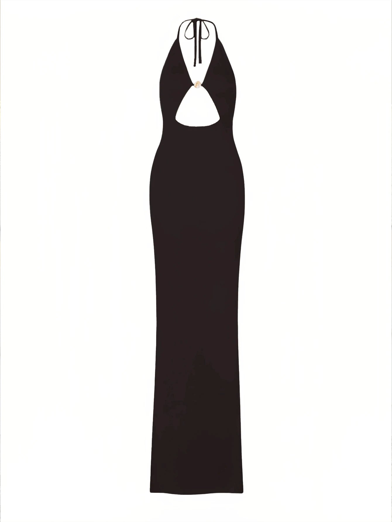 Sexy Knit Halter V Neck Slit Beach Maxi Dress For Women 2026 Chic Button Cut Out Backless Party Dresses Swimwear Cover Up A3151