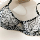 Toucheart 2-Piece Sexy Leopard Print Lingerie Set Bra Women Hollow Sexy Lingerie Thin Mesh Patchwork Print See-Through Sexy Set
