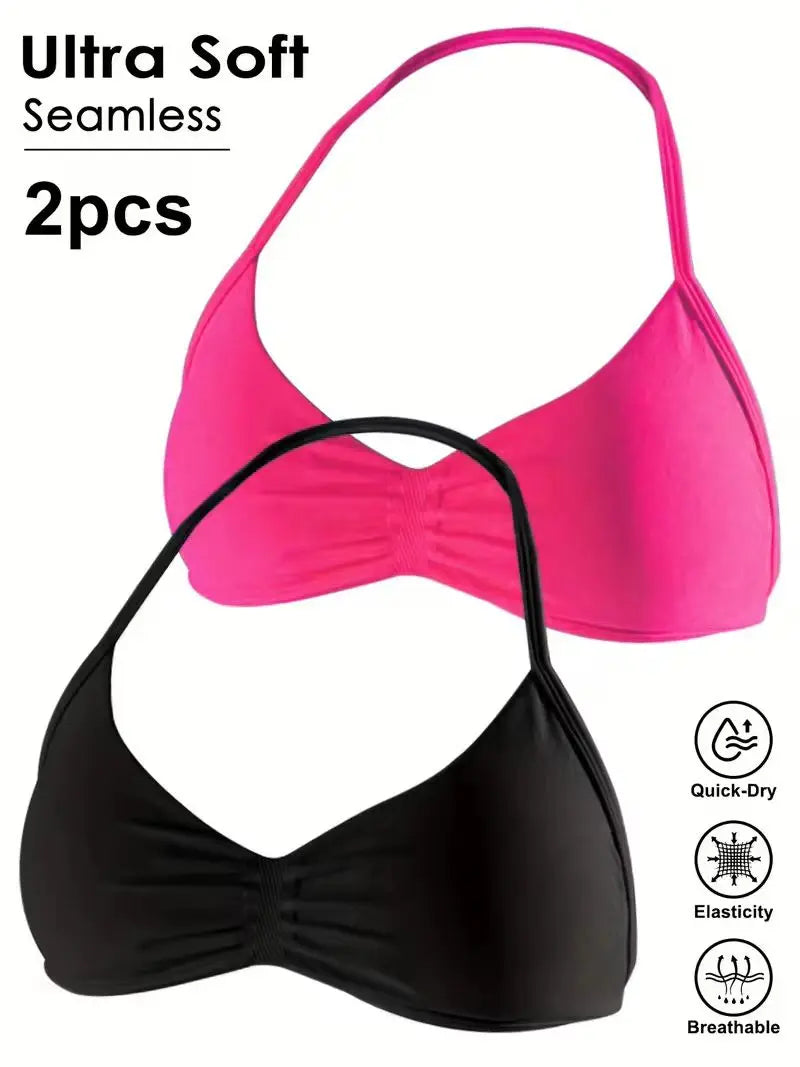 Women's High-Support Lace-Up Sports Bra - Thin-Strap Camisole, Seamless, Tight-Fit for Push-Up Training & Yoga, Gym Top