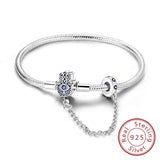 Bracelet Original 925 Sterling Silver Charm Bracelet 17-20CM Love Heart Pave Zirconia Bracelet for Women DIY Charm Jewelry Gifts
