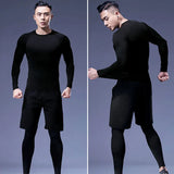 2Pcs Men Compression Sportswear Set Elastic Quick Fit Workout Jogging Training Yoga Fitness Tracksuit for Sports Exercise