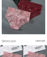 3Pcs Sexy Lace Panties Women's Underpants Solid Color Briefs Breathable Intimates Panties Female Underwear Seamless Lingeries