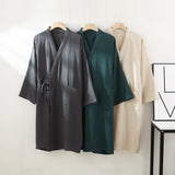 Kimono Robes for Men's and Women's Sleepwear Cotton Yarn Bathrobe Tied Cardigan Thin Home Clothes Couple's Robes