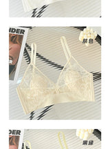 Sexy Lace Crop Top Deep V Backless Camisole Hollow Mesh Bra Female Solid Color Seamless Underwear Removable Chest Pad Tank Top
