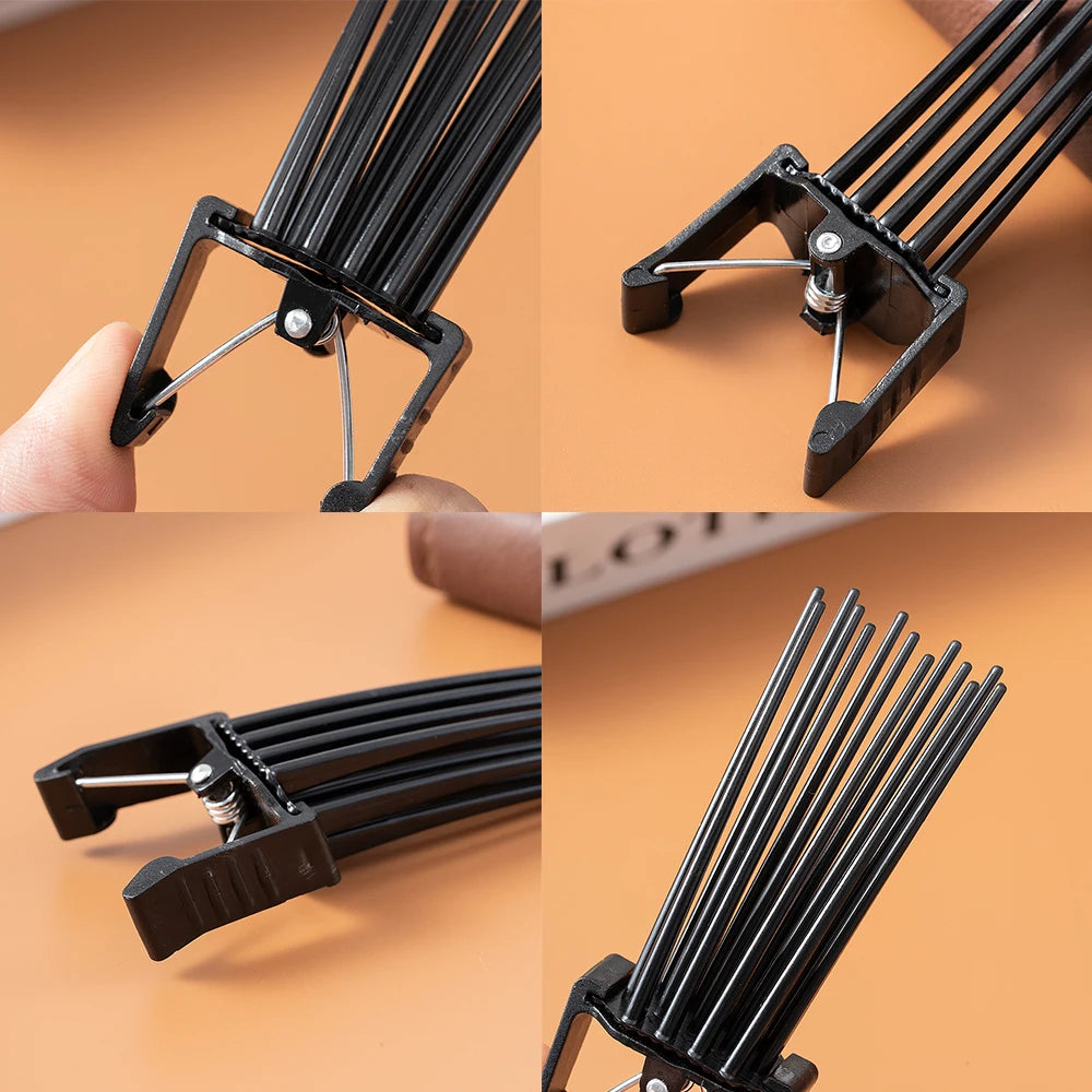 1/2 Pcs Trendy Black Acrylic Curling Roots Hair Clips Natural Traceless High Skull Top Fluffy Hairpin Hair Comb Accessories Set